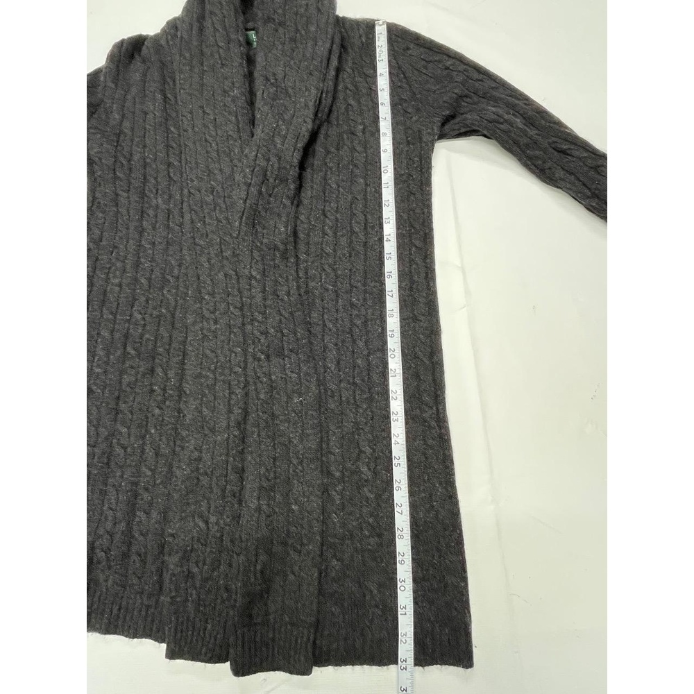Lauren Ralph Lauren Charcoal Wool Cashmere Shawl Collar Cardigan Medium - Picture 8 of 10